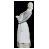 Lladro lady with lamb figurine, 11"