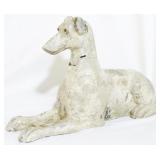 Laying hound figure, crack in neck, 9" tall