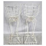 Pair metal wire planters, 41 x 14.5 x 14.5