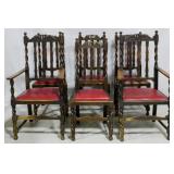 Matching set of 6 barley twist dining chairs