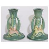 Pair Roseville Zephyr Lily 5" candlesticks