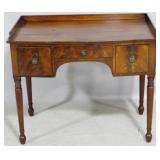 Mahogany burl front commode w/ gallery