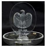 Lalique crystal pin dish with eagle, 4"