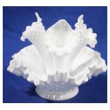 Hobnail Milk Glass Epergne Vase - 8 x 7