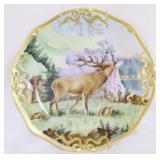 Limoges hand painted 11" charger w/ stag