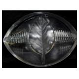 Lalique crystal leaf paperweight, 1.5 x 4 x 3