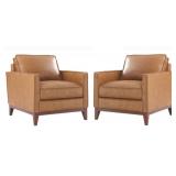 Pair Leather Italia Newport chairs in camel color
