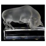 Lalique crystal bull figure, 3.5 x 4 x 1.5