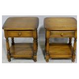 Pair English oak 1 drawer side tables