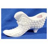 Fenton Milk Glass Shoe - 6" long