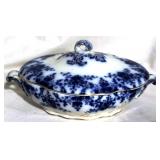 English flow blue covered vegetable