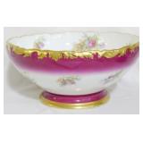 T & V Limoges hand painted footed punch bowl