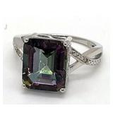 Sterling Silver Large Mystic Gemstone Ring