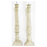 Pair architectural candle prickets, 15"