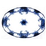 English flow blue oval platter, 12.5 x 18