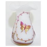 Signed Gibson Cameo art glass 6" vase