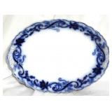 English flow blue oval platter,
