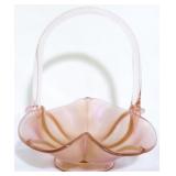 Fenton rose stretch glass basket, 9"