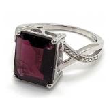 Sterling Silver Large Garnet Ring, size 8