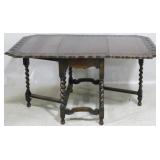 Barley twist English oak gate leg table