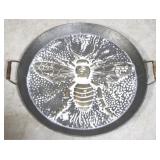 Embossed bee handled metal 29.5" tray