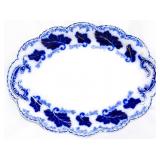 English flow blue oval platter, 12.5 x 9