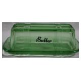 Green Glass Butter Dish 6.5x3.5x2