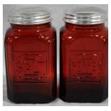 Red Glass Salt and Pepper Shaker