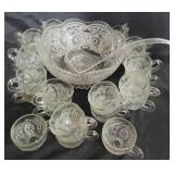 Pressed glass vintage punch set