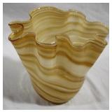 Art glass 7.5" tall handkerchief vase