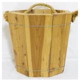 Wooden bucket, rope handle, 9 x 9