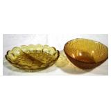 2pc Amber Glass Dishes