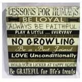 "Lessons for Humans" Wood Sign, 12 x 12.5