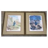 2pc Set Framed Prints 17" x 20"