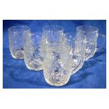 6pc Set of Glass Mugs 4" Tall