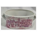 Pink & white transferware large tub