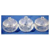 3pc Set of Glass Jars w/Lids 4" x 4"
