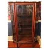 Vintage Oak Curved Glass China Cabinet