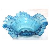 Fenton Blue Hobnail Bowl - 11" round
