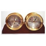 Barometer/Clock on Wood Stand