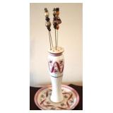 Limoges Pin Holder w/ Hatpins - 6" tall