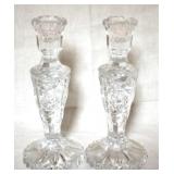Pair of Glass Candle Holders - 8" tall