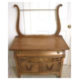 Antique Oak Washstand with Towel Bar