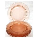 6 Pink Depression Glass Plates 7.5" round