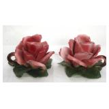 2pc Capodimonte Candle Holders - 5" round