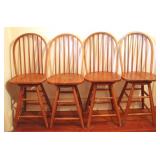 4 Bar Wooden Bar Chairs - 18 x 15 x 46