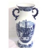 Blue & White 2-handled Vase - 17.5" tall