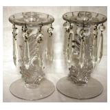 Pair Fostoria Baroque 7.5" prism candlesticks
