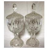 Pair of Glass Compotes w/ lids - 12" tall