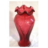 Fenton Cranberry Glass Vase - 11" tall
